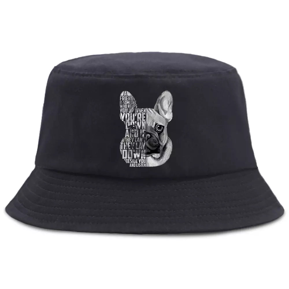 Red Bucket Hat for Statement -French Bulldog Bucket Hat