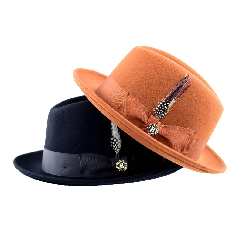 Vintage felt hat with classic fedora shape -Bruno Capelo Chicago Center Dent Wool Trilby Hat