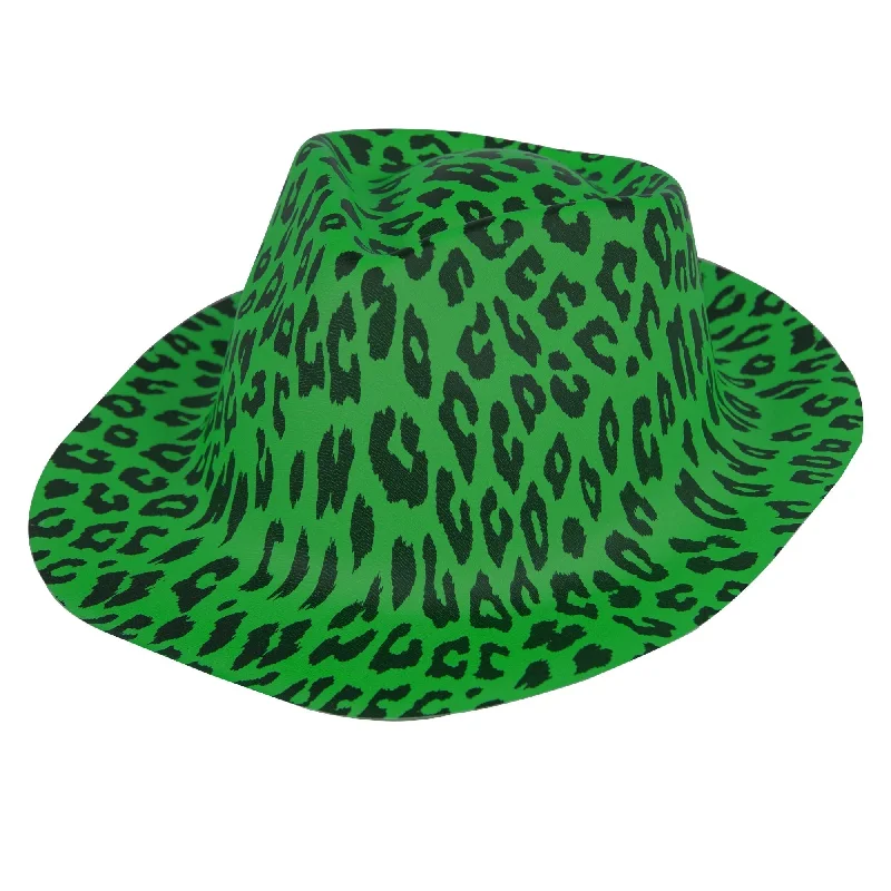 Affordable felt hat with durable wool blend -Green Animal Print Camouflage Fedora Hat