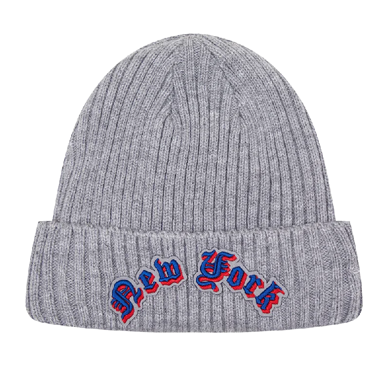 Classic cap with simple logo embroidery -NFL NEW YORK GIANTS OLD ENGLISH UNISEX BEANIE (HEATHER GREY)