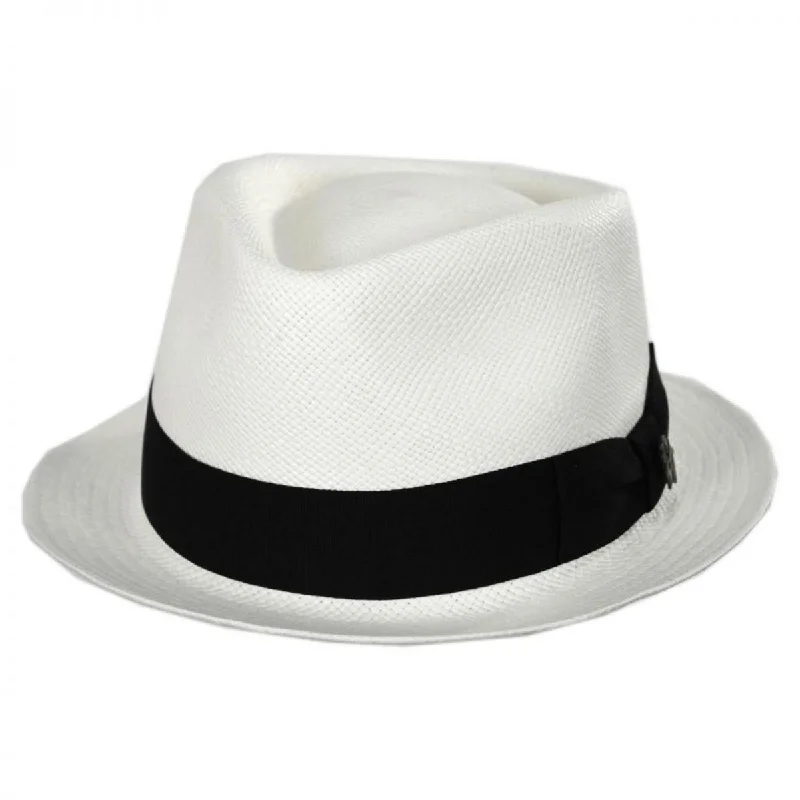 Stylish felt hat with wide brim elegance -Boston Panama Straw Trilby Fedora Hat