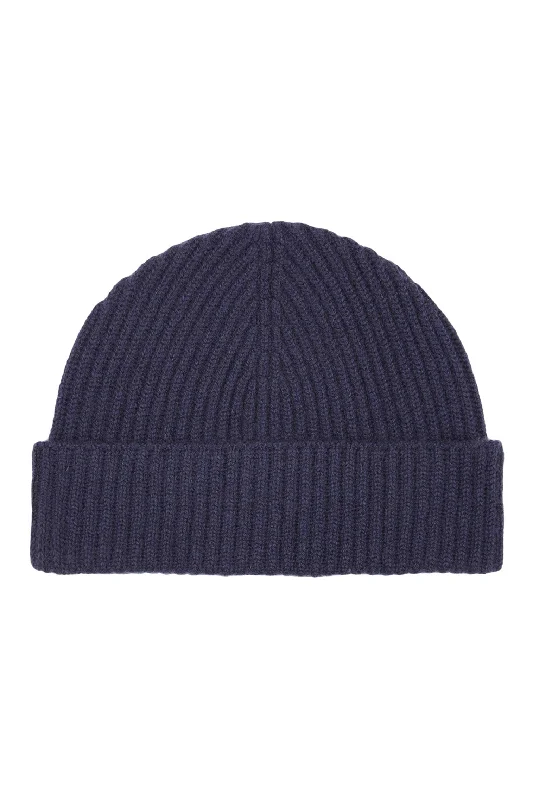 Designer cap for high-end brand appeal -Blue Cashmere Ski Beanie