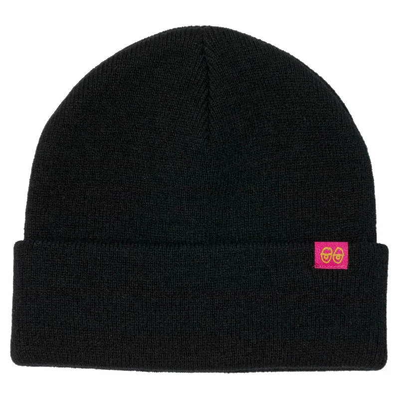 Wool sports cap for chilly game nights -Krooked - Eyes Clip Cuff Beanie Black/Pink