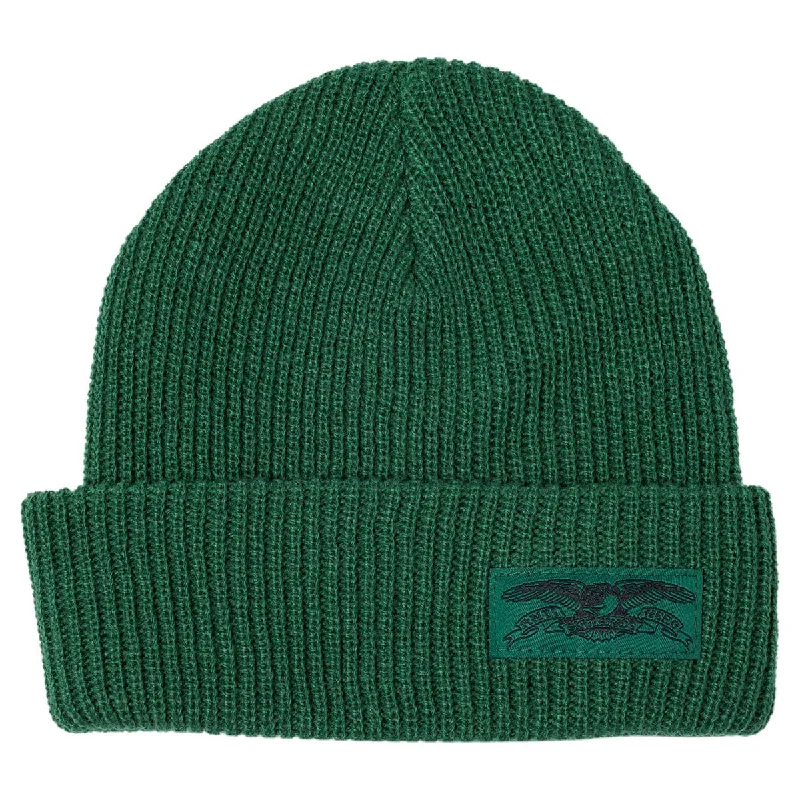 Canvas baseball cap for long-lasting wear -Anti Hero - Stock Eagle Label Cuff Beanie Green/Black