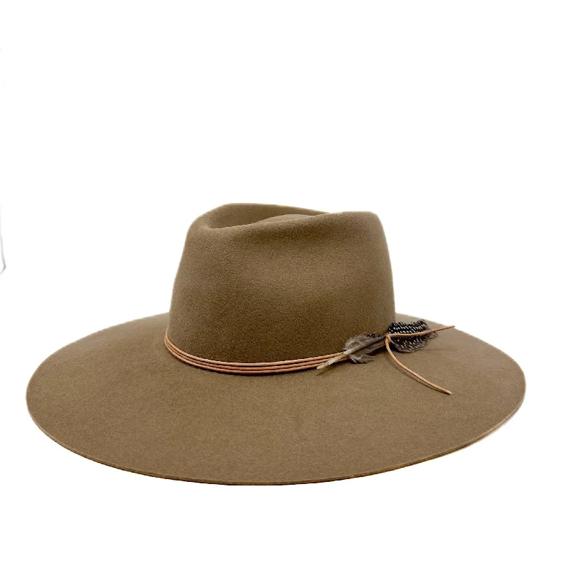 Designer wool felt hat for upscale appeal -MONTANA FELT FEDORA PUTTY