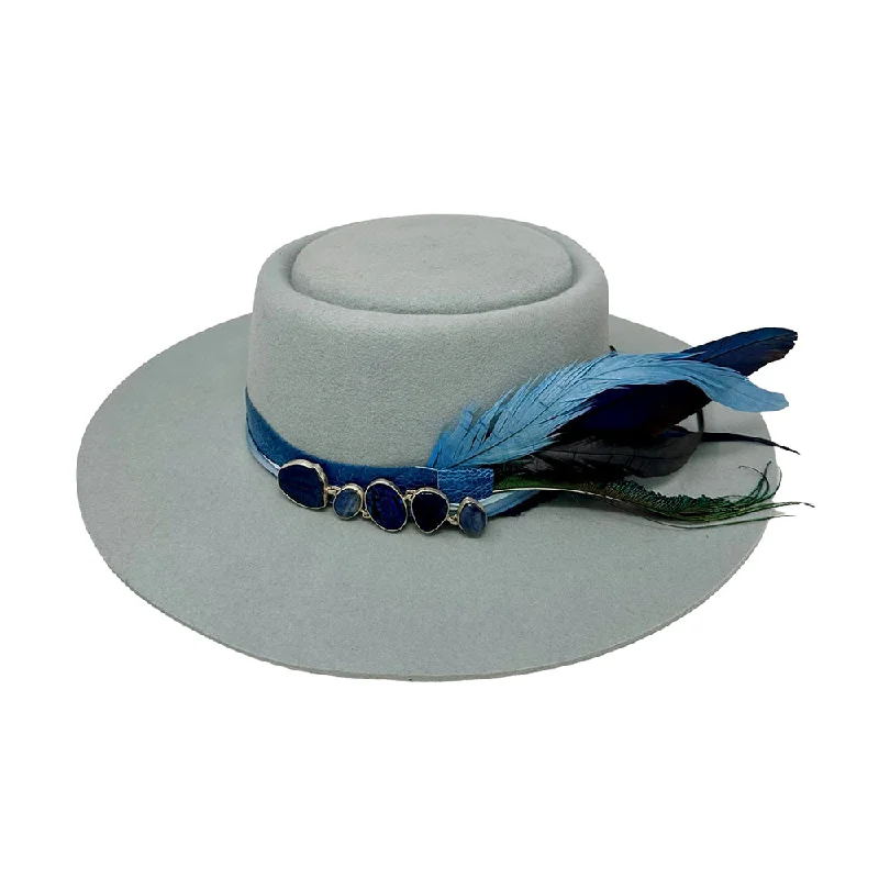 Rugged felt hat for tough trail adventures -Baby Blue Bolero with Hat Slides