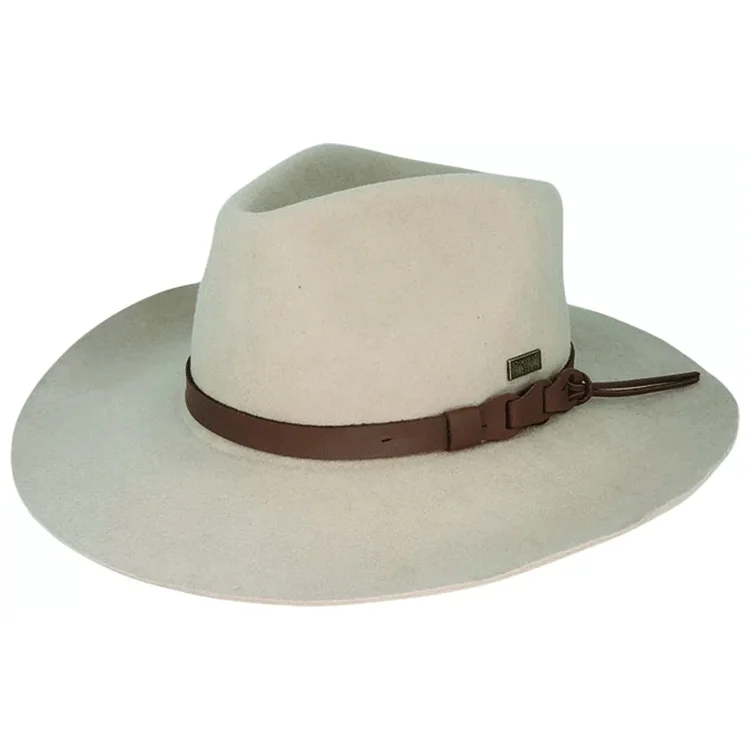 Classic wool felt hat for cold winter days -Flinders Stockman Wool Felt Outback Hat - Oat