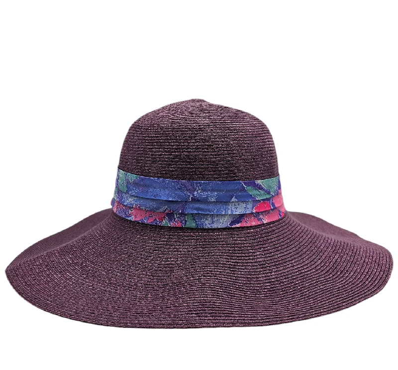 Elegant felt hat with velvet ribbon accent -Packable Sun Hat Purple Cap (Layla)