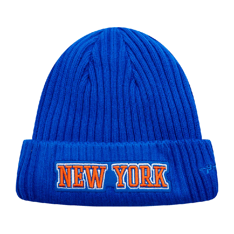 Black mesh cap for breathable summer wear -NBA NEW YORK KNICKS CLASSIC CORE UNISEX BEANIE (ROYAL BLUE)