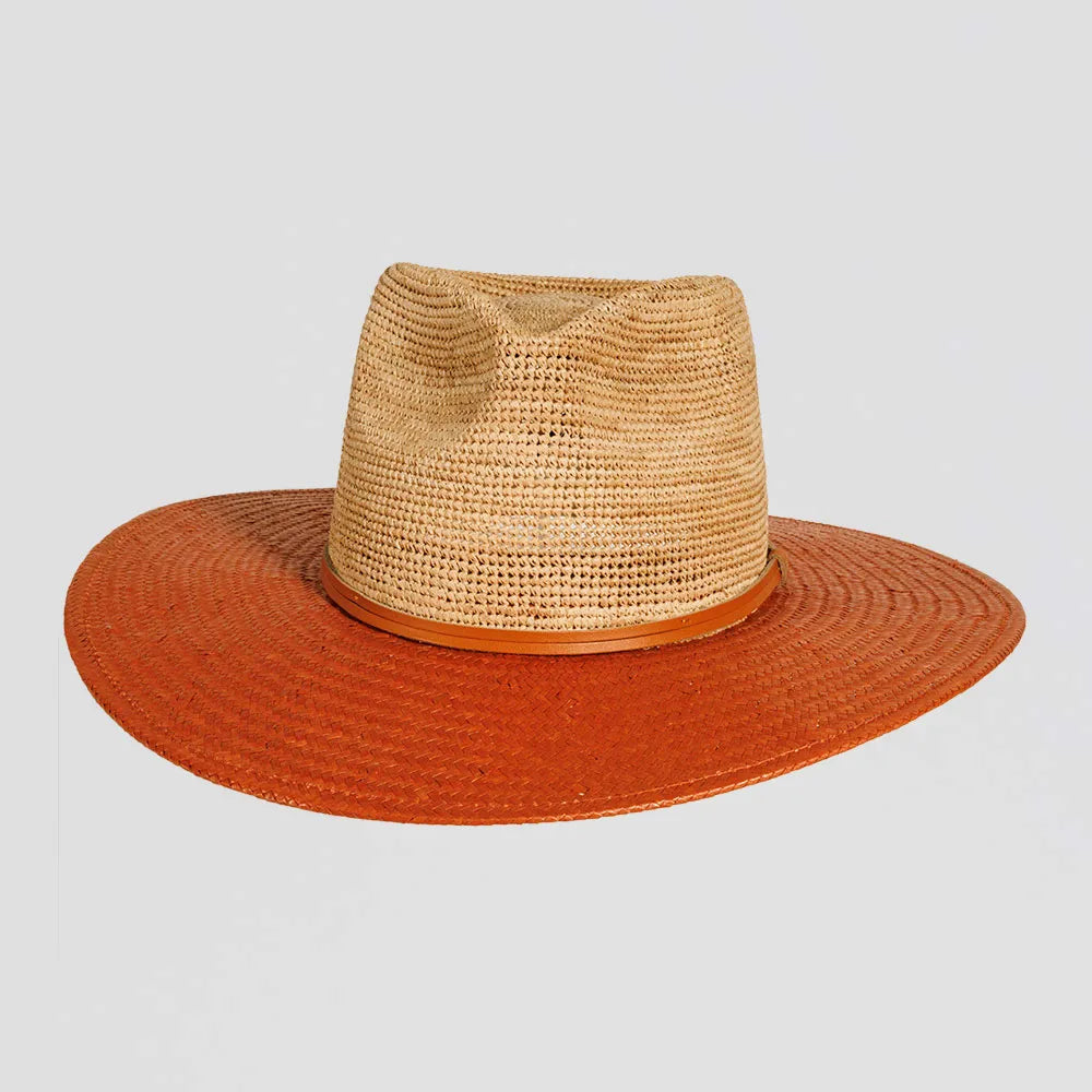 Personalized straw hat for men with custom logo or engraving for a unique gift -Bristol | Womens Raffia Straw Sun Hat with Toyo Straw Brim