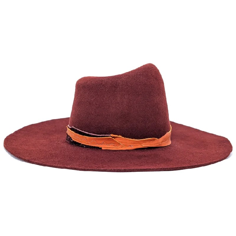 Waterproof felt hat for rainy season protection -Burnished Copper Asymmetrical - Custom Felt Hat