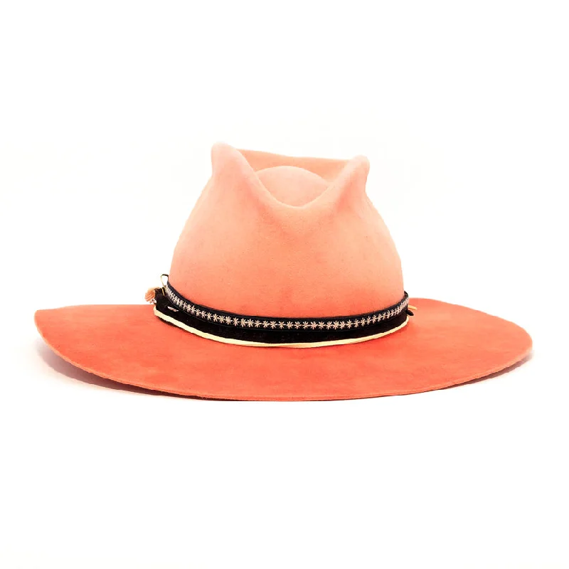 Classic black felt hat for versatile wear -Salmon Hand Dyed Pinched - Custom Felt Hat