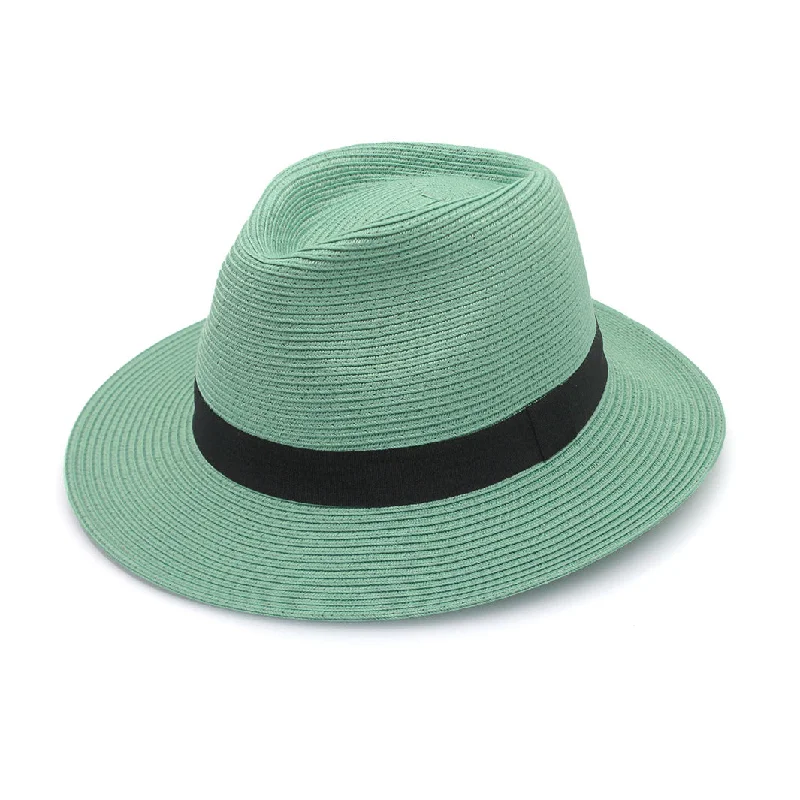 Handcrafted felt hat with natural wool tones -Café Fedora Hat - Mint Green