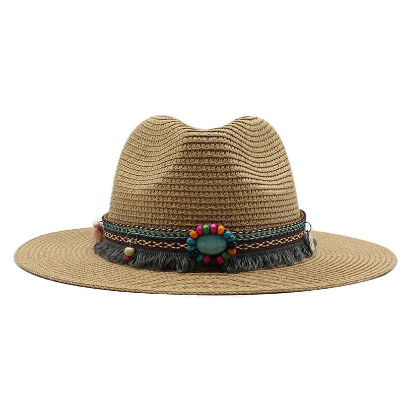 Handcrafted felt hat with natural wool tones -Karlovy Bohemian Summer Fedora Hat