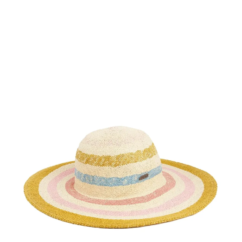 Boho-style straw hat for women with fringe details and relaxed look -Barbour Womens Southport Stripe Sun Hat Multi