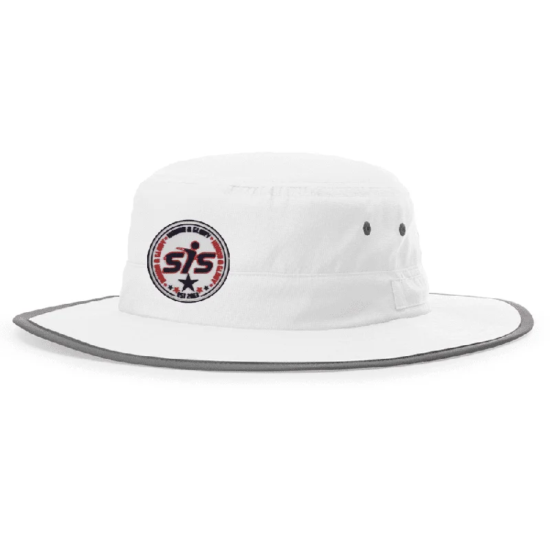 Modern Bucket Hat for Trendy -Smash It Sports Bucket Hat White with Red/White/Blue Stamp