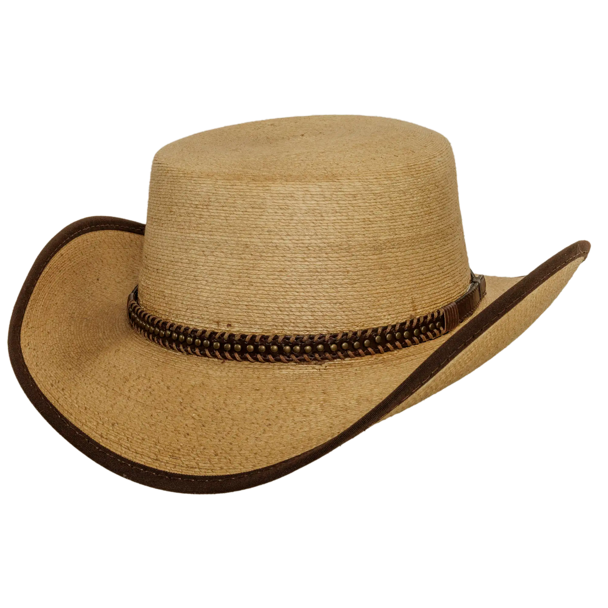 Light brown straw sun hat for women with delicate design and bohemian style -Palma | Womens Mexican Palm Western Cowgirl Hat