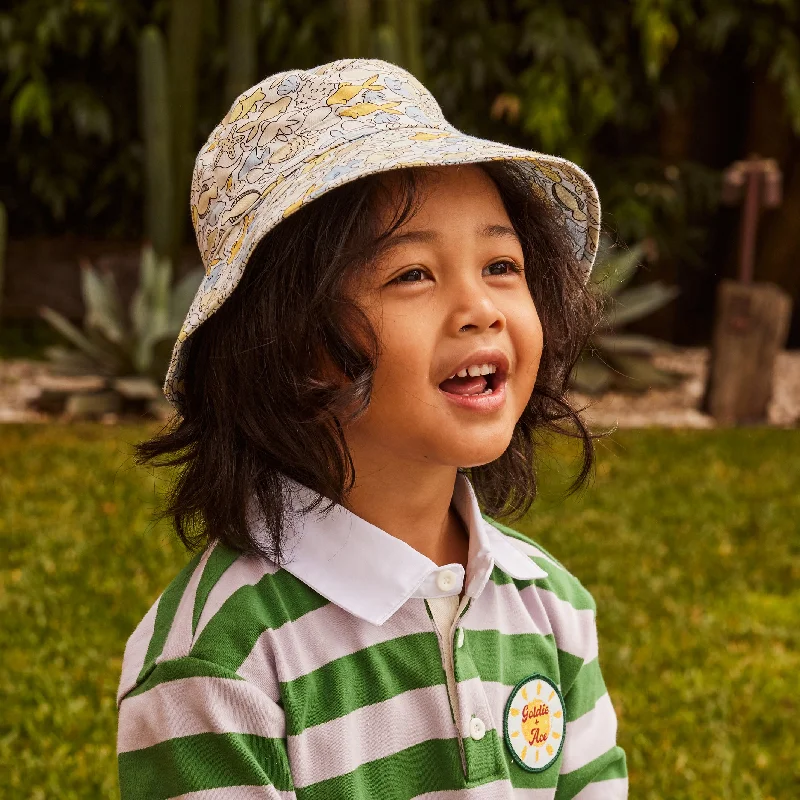 Printed Bucket Hat with Patterns -Mario Bucket Hat - Blue Fish