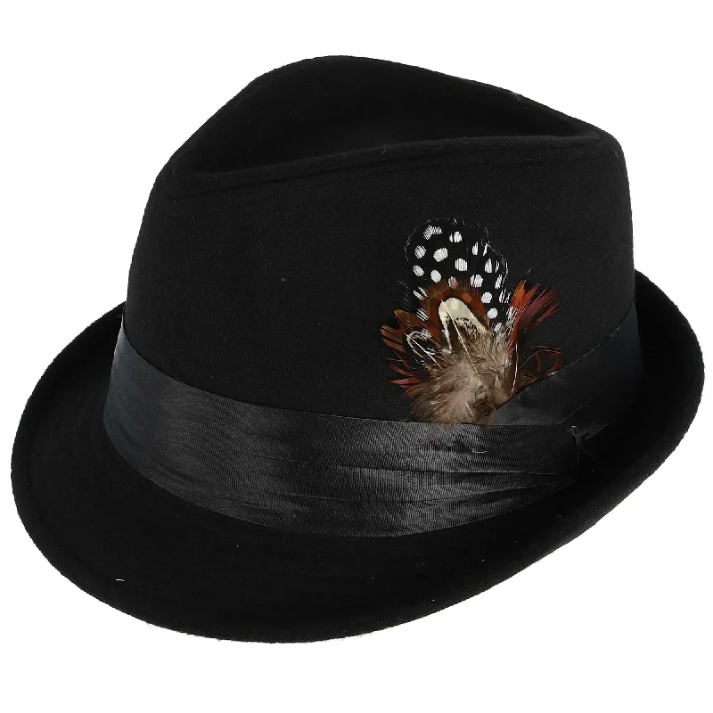 Elegant felt hat for formal evening events -Kenny K Men's Dressy Faux Felt Fedora with Feather