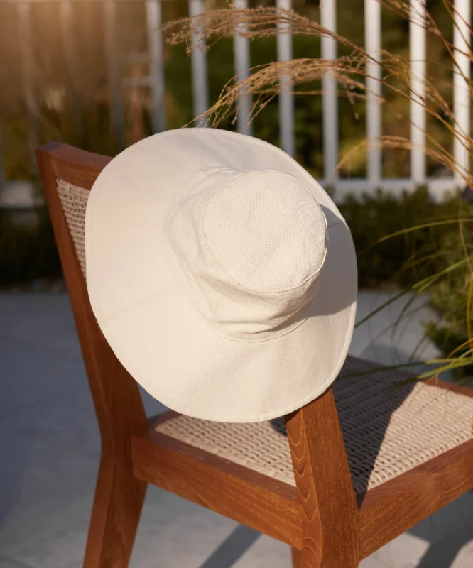 Classic straw cowboy hat for women with western-inspired design and charm -Cotton Canvas Sun Hat