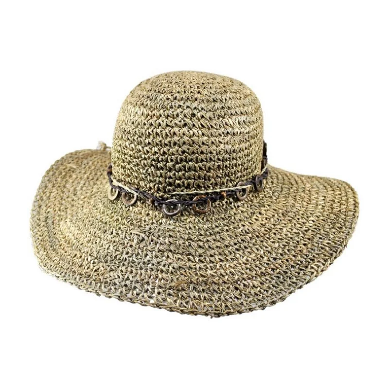 Durable straw Panama hat for men with a breathable and practical design -Bohemian Seagrass Straw Floppy Sun Hat