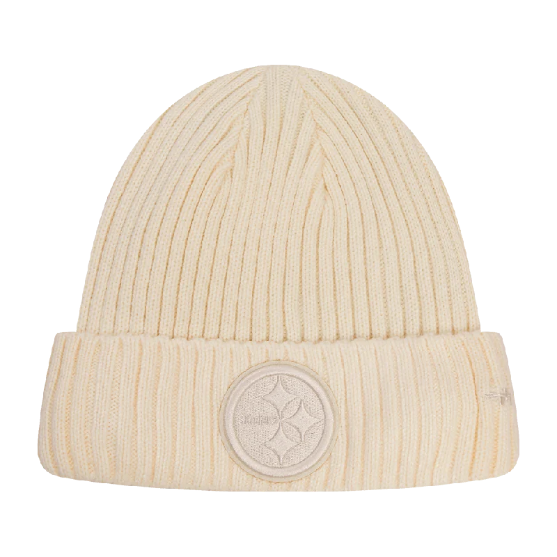 Affordable cap for budget-friendly headwear options -NFL PITTSBURGH STEELERS NEUTRAL UNISEX BEANIE (EGGSHELL)