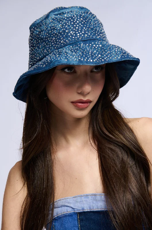 Green Bucket Hat for Nature -DENIM BABE BLING BUCKET HAT