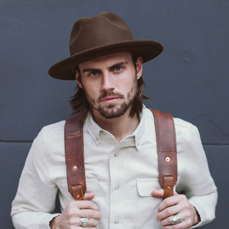 Casual felt hat for relaxed weekend vibes -Luke Fedora - Brown