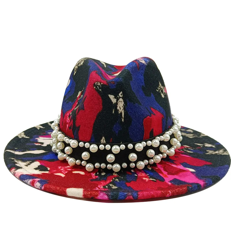 Handmade wool felt hat for artisan appeal -Psychedelic Abstract Fedora Hat