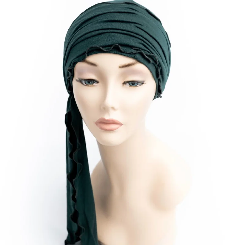 Adjustable snapback cap for easy fit tweaks -Chemo Alopecia Head Wrap Bottle Green