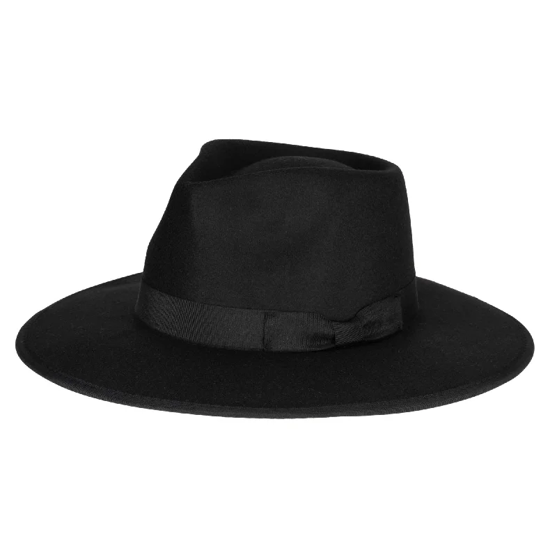 Warm felt hat for frosty winter mornings -Classic Brim Fedora with Flat Grosgrain Bow and Band