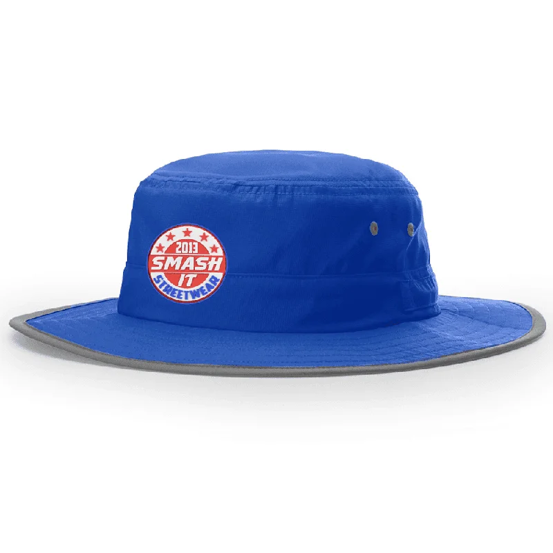 Ethnic Bucket Hat with Tribal Design -Smash It Sports Bucket Hat Royal with Red/White/Blue Stamp