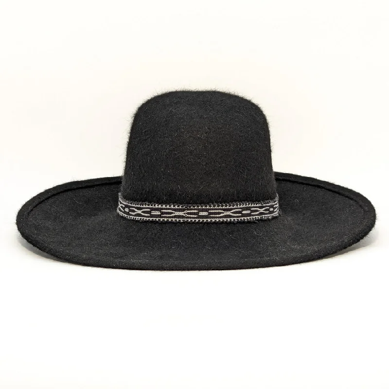 Classic wool felt hat for everyday classics -Black Open - Custom Felt Hat