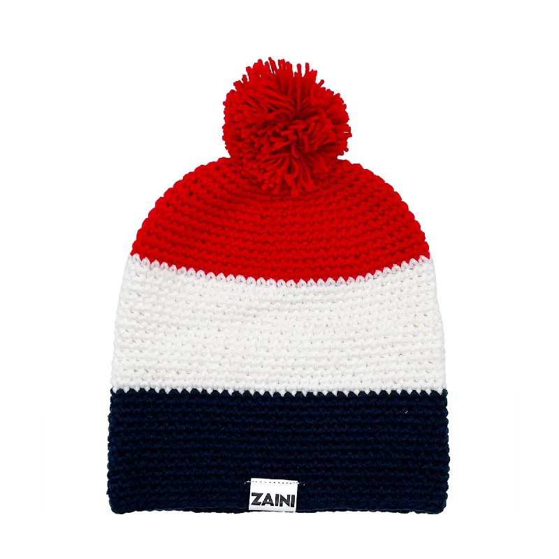 Neon graphic cap for eye-catching night runs -France Beanie Bobble Hat