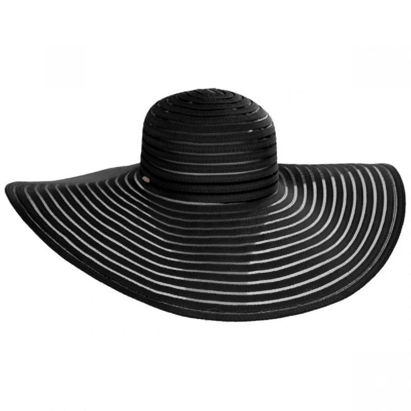 Simple straw sun hat for women with wide brim and soft design -Ribbon and Mesh Swinger Sun Hat