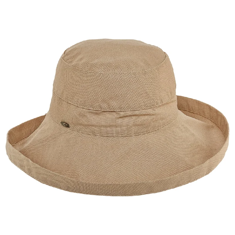 Natural fiber straw hat for women with sustainable materials and eco-friendly style -Scala Hats Lanikai Packable Sun Hat - Desert Sand