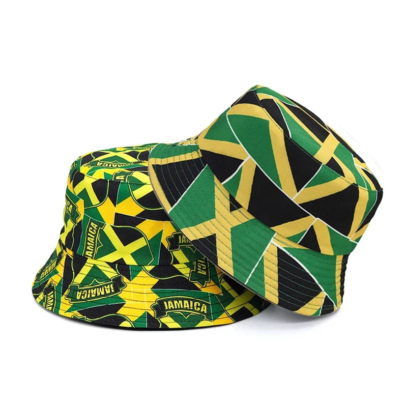 Tarnish Resistant Bucket Hat for Long -Jamaica Flag Reversible Bucket Hat