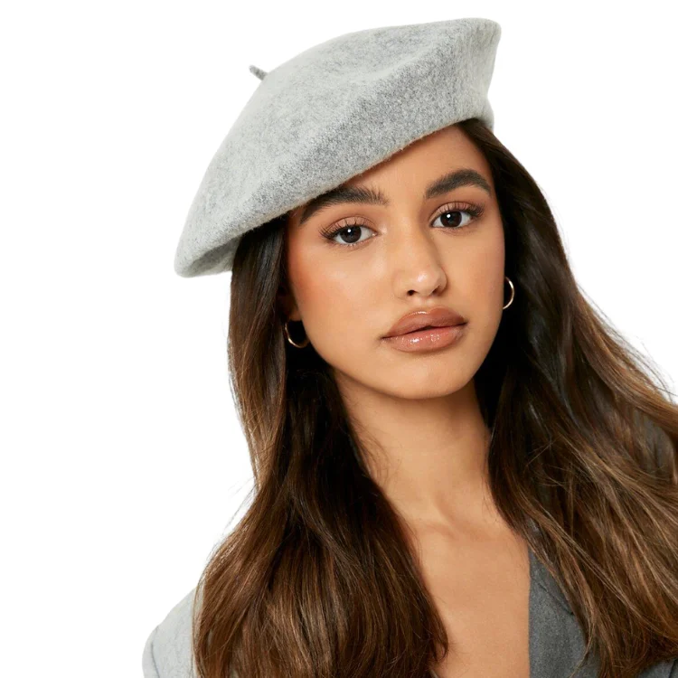 Adjustable cap with sturdy velcro closure -Avenel Of Melbourne Wool Beret - Grey