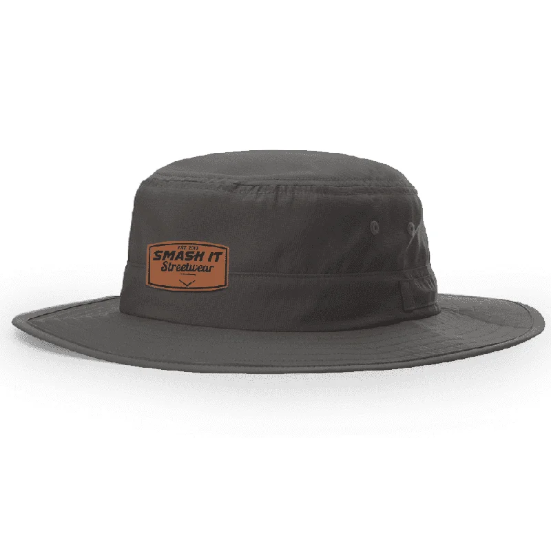 Mother's Day Bucket Hat for Gift -Smash It Sports Bucket Hat Charcoal with Leather Patch