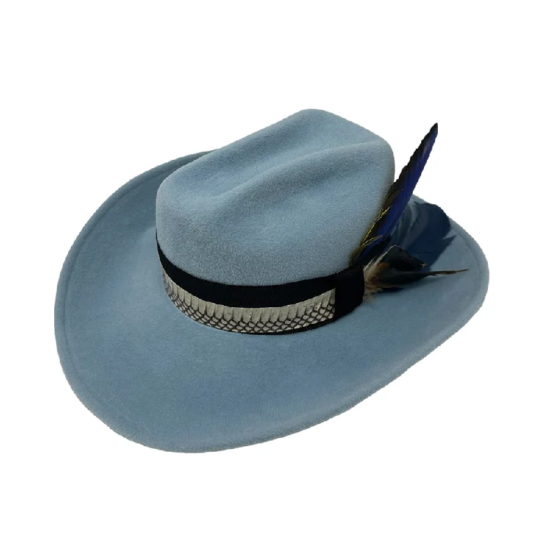 Lightweight felt hat with adjustable band fit -Le Twat Light Blue Velour