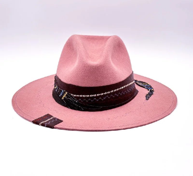 Breathable felt hat for summer festival fun -Rose Pinched - Custom Felt Hat