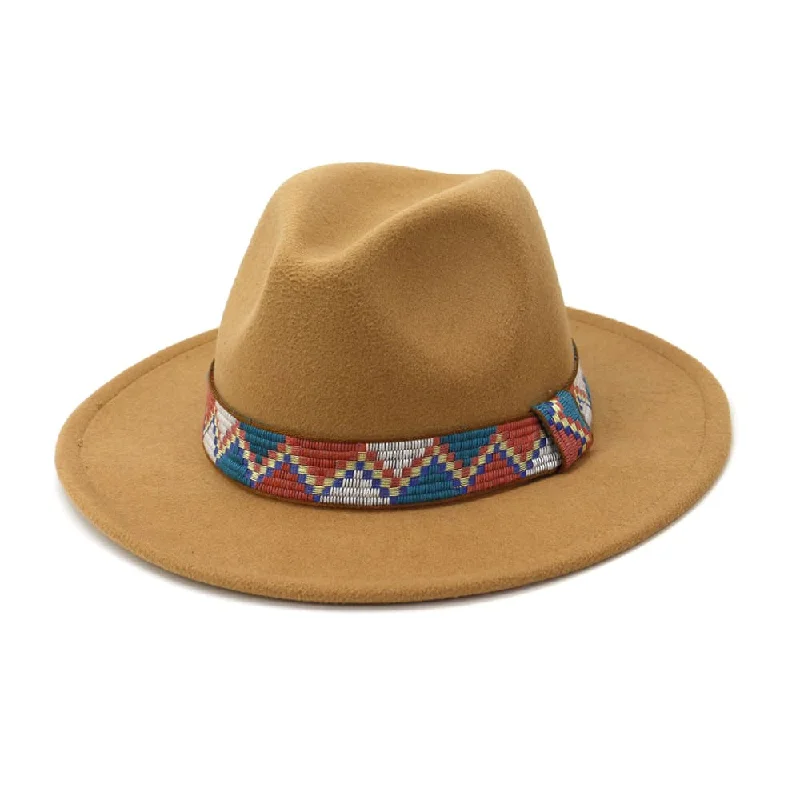 Bold felt hat with striking pattern details -Weyer Triangle Band Fedora Hat