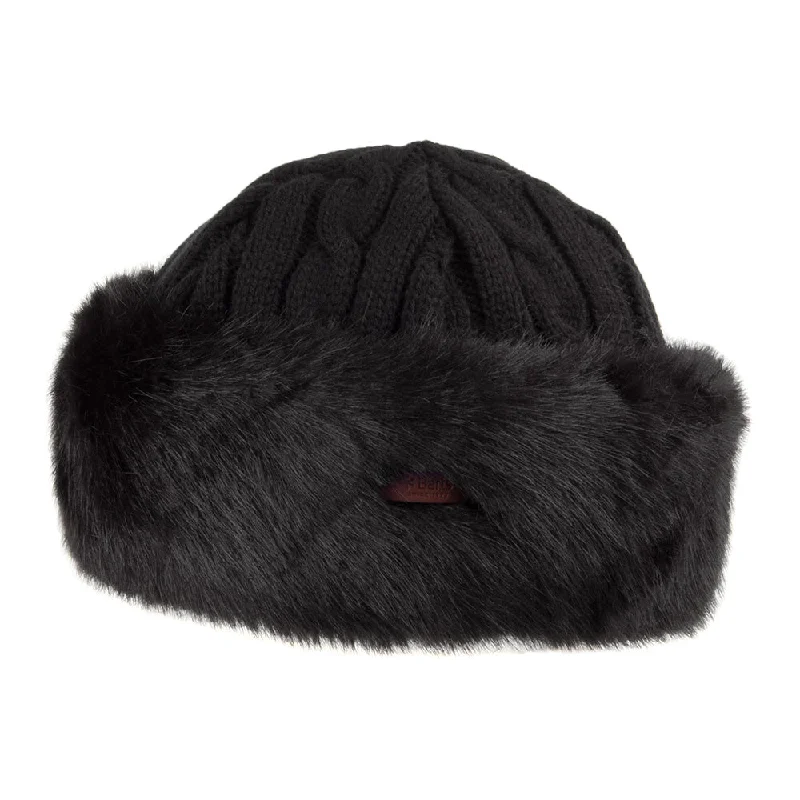 Team logo cap for loyal fan support -Barts Hats Faux Fur Cable Knit Beanie Hat - Black