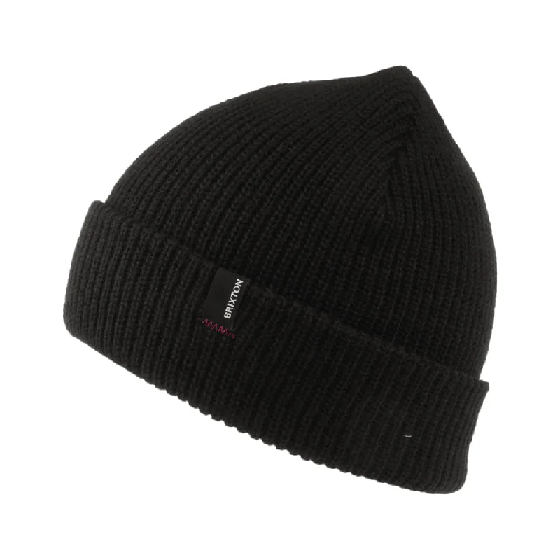 Retro striped cap for vintage sporty vibes -Brixton Hats Heist Cuffed Beanie Hat - Black