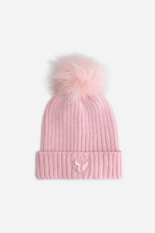 Designer trucker cap with signature brand patch -POMPOM BEANIE HIGH