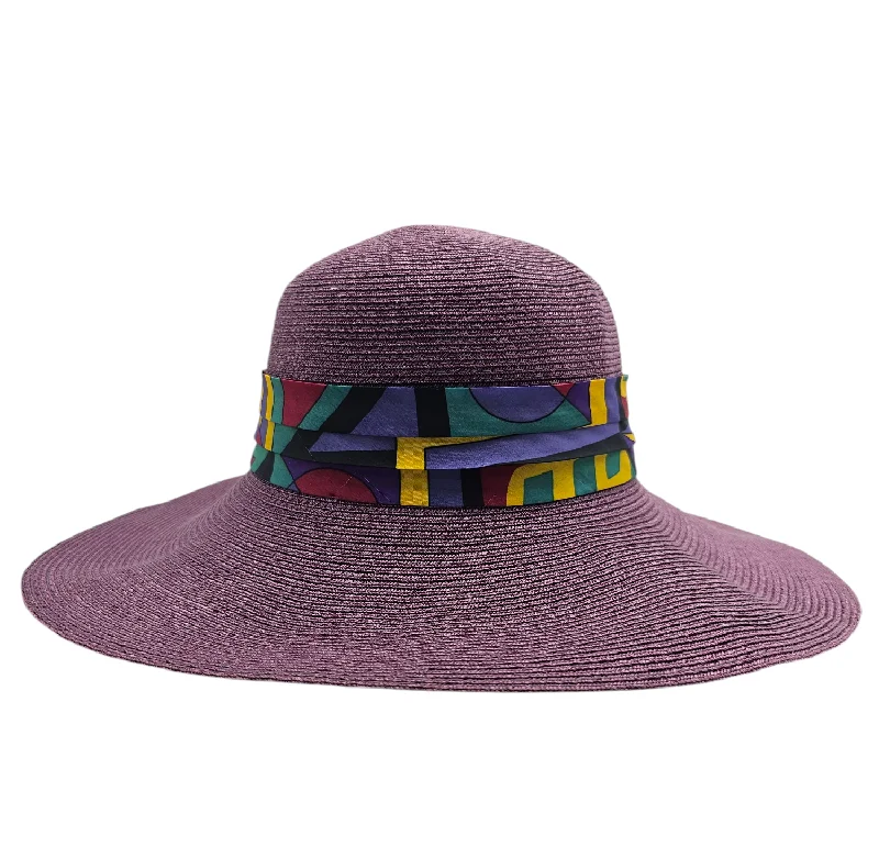 Breathable felt hat for summer festival fun -Sun Beach Hat Purple Foldable (Adanaa)