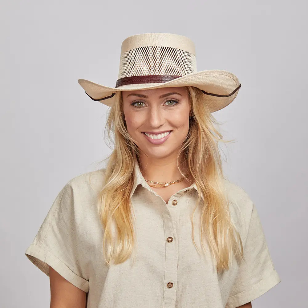 Simple straw hat for men with casual fit for beach and outdoor activities -Madrid | Womens Wide Brim Straw Gambler Hat