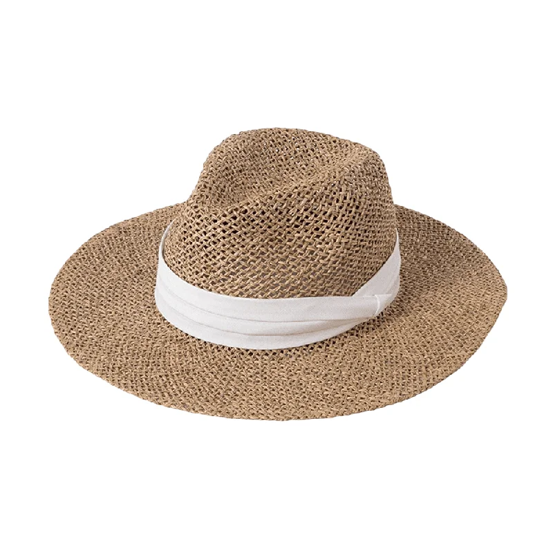 Durable felt hat with reinforced brim strength -Veneto Sun Mesh Fedora Hat