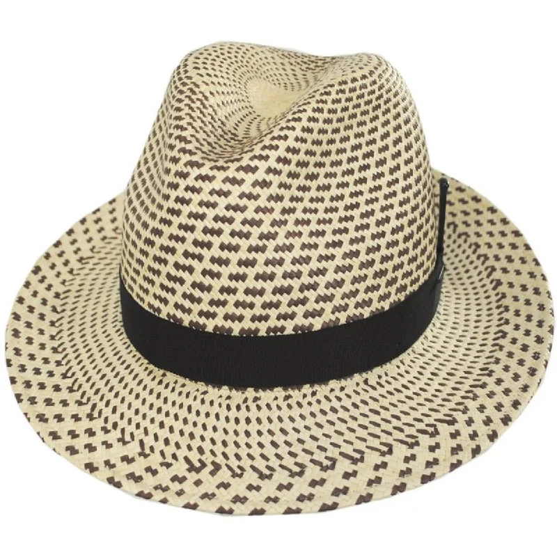 Affordable felt hat for budget-friendly accessorizing -Hernen Two-Tone Panama Straw Fedora Hat