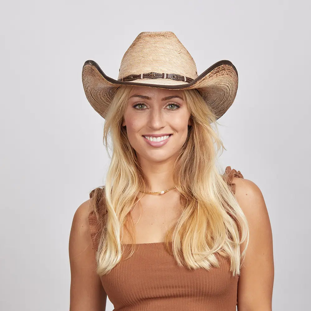 Lightweight straw hat for men with casual style and sun protection for travel -Lucas | Womens Mexican Palm Cowgirl Hat